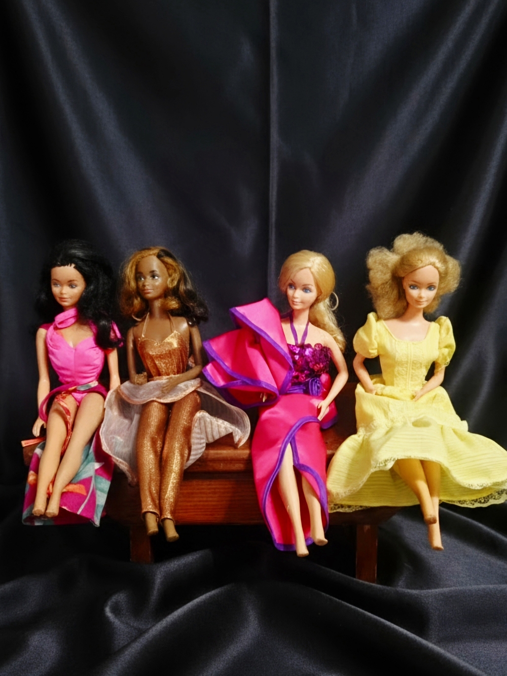 Vintage collection of four highly iconic vintage Mattel Barbie dolls 70's, 80's